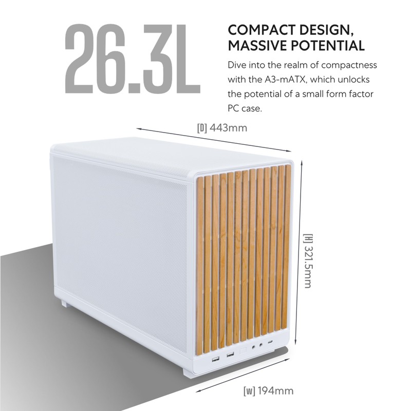 Lian Li A3-mATX PC Case - Wood Edition - Micro