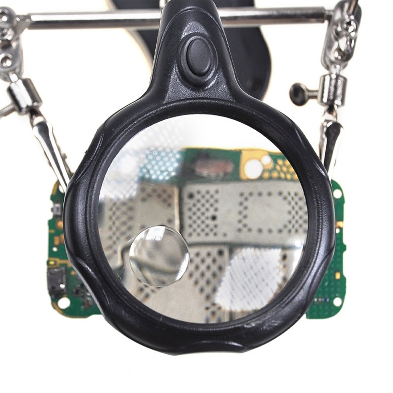 Magnifying Glass Soldering Station LED Lamp Magnifier with Auxiliary Clips