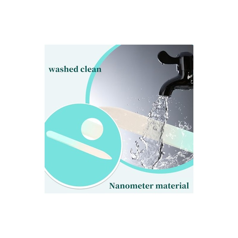 2-Pack Mini Glass Nail File with Case for Natural Nails,2mm