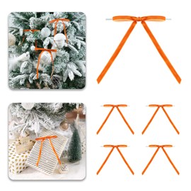 LIZLOVESS Terracotta Velvet Ribbon Christmas Bow 5 x 7 Inches Premade Cinnamon Bows for Christmas Tree Hanging Decorations Gift Wrapping Wreaths Crafts Outdoor Indoor Home Decor Wedding, Pack of 24