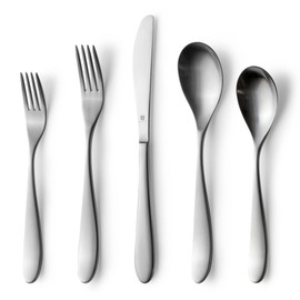 DANIALLI Modern Marettimo Silverware Set - 18/10 Stainless Steel Flatware Set for Elegant Dining - Dishwasher Safe Cutlery Set (40-Piece Matte)