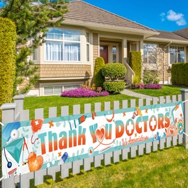 HOWAF Thank You Doctors Party Decorations Fence Banner, Thank You for Doctor Yard Sign Banner for Doctors Party Yard Decor, We Appreciate You Party Supplies Outdoor Yard Sign Banner