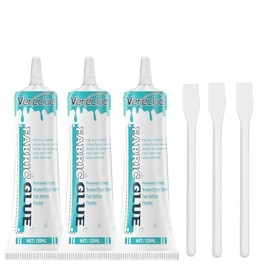 Fabric Glue, 120ml*3pcs Washable Fabric Glue Permanent, Clear Flexible Fabric Glue for Clothing, Glue for Fabric for All Fabrics, Cotton, Leather, Polyester, Doll Repair, Flannel, Denim