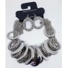 Ashley Stewart Silver, multiple chain Necklace and Earrings Set, Circles