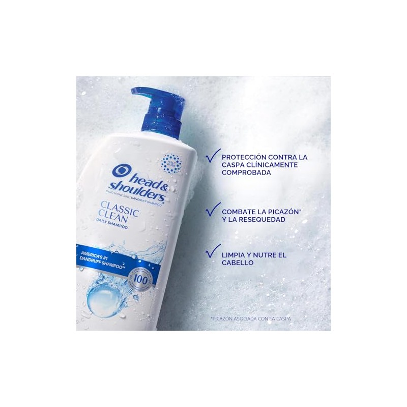 Head & Shoulders Champú anticaspa, limpieza clásica, tratamiento de uso