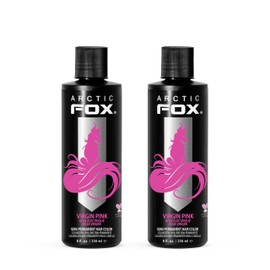 Arctic Fox Semi-Permanent Hair Dye, Virgin Pink, Vibrant Hot Pink Color, Vegan & Cruelty-Free, Ammonia-Free, Conditioning Formula, Long Lasting, For All Hair Types, 8 Fl Oz (Pack of 2)