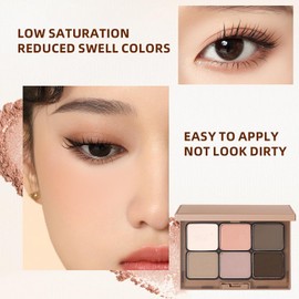 6 Colors Nude Eyeshadow Palette, Matte and Shimmer Brown Shades for Natural Smokey Eye Makeup, Includes Eye Brushes for Women, eginners and Professionals, Long-Lasting