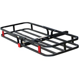 MaxxHaul 50531 53" x 19-1/2" Hitch Cargo Carrier - Trailer Hitch Mount Steel Cargo Carrier With High Side Rails For RV's, Trucks, SUV's, Vans, Cars with 2" Hitch Receiver - 500-lb Load Capacity, Black