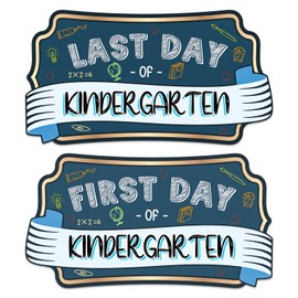 JUESMOS First & Last Day of School Sign Double Sided First Day of Kindergarte Chalkboard Style Photo Prop Signs Back to School Gifts for Kids Girls Boys Reusable First Day of Kindergarten Photo Props