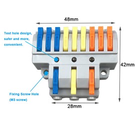QitinDasen 4Pcs KV439 Lever-Nut Wire Connectors, 3 in 9 Out Conductor Compact Wire Connectors, Splicing Type Quick Conductors Cable Clamp Terminal Block Spring Connector