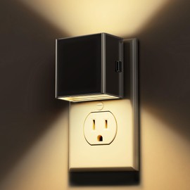 L LOHAS LED Night Light 2 Pack, Night Lights Plug into Wall, Dusk to Dawn Sensor, Soft White 3000K, 0-100LM Adjustable Brightness, Dimmable NightLight for Bathroom Hallway Kitchen