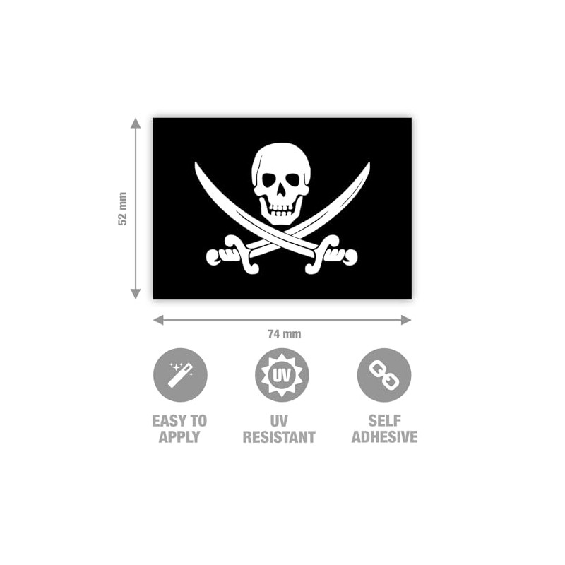 Pack of 10 Pirate Flag Stickers Jolly Roger Sticker 7.4