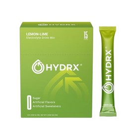Hydrx Zero Sugar Electrolyte Powder – Clean, Balanced Hydration Drink Mix with Essential Electrolytes – Lemon-Lime Flavor – 15 Packets