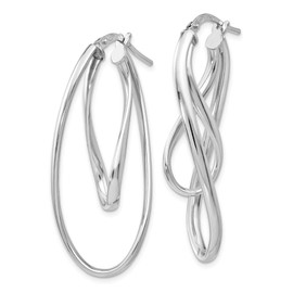 925 Sterling Silver Twisted Oval Tube Hoop Earrings - 39mm x 20mm