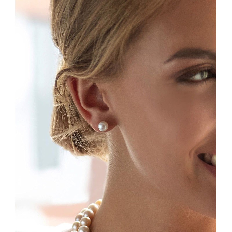 Anthony Vincent Aretes Perla Cultivada Natural Tamaño 10 mm Blanco