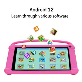 ATOZEE Kids Tablet, 7 inch Tablet for Kids 4GB+32GB Android 12 Preinstalled Parental Control Children Education Toddler Tablet with Shockproof Kickstand Case, GMS Certified