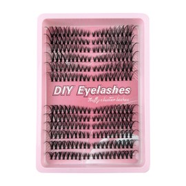 Lash Clusters Kit - Stunning Natural Black 30D Volume Eyelash Extensions, 216 Pcs Individual Lashes 8-16mm, D Curl Thick Cluster Lashes for Gorgeous Eyes