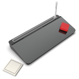 Audio-Visual Direct - Glass Desktop Computer Keyboard Whiteboard Notepad Set, Black (Includes Neon Marker, Eraser & Sticky Notes)