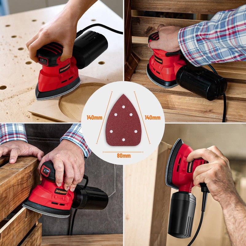 DOVAMAN 130W Detail Sander, 12000RPM Palm Sander Tool