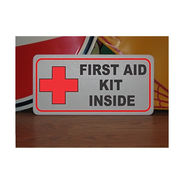 First Aid Kit Inside Metal Sign