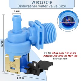 5 Year Warranty-W10327249 W10327250 Dishwasher Water Inlet Valve W11175771 Dishwasher Valve Fit for Whirl-pool Ken-more Kitchen-Aid Ama-na Replace W10195047 W10872255 W11130744 by Fetechmate