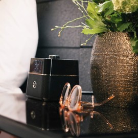 Brandstand | CubieBlue | User Friendly & Convenient Alarm Clock Charger | 2 USB Ports | 2 Tamper Resistant Sockets | Brandstand Bluetooth Speaker