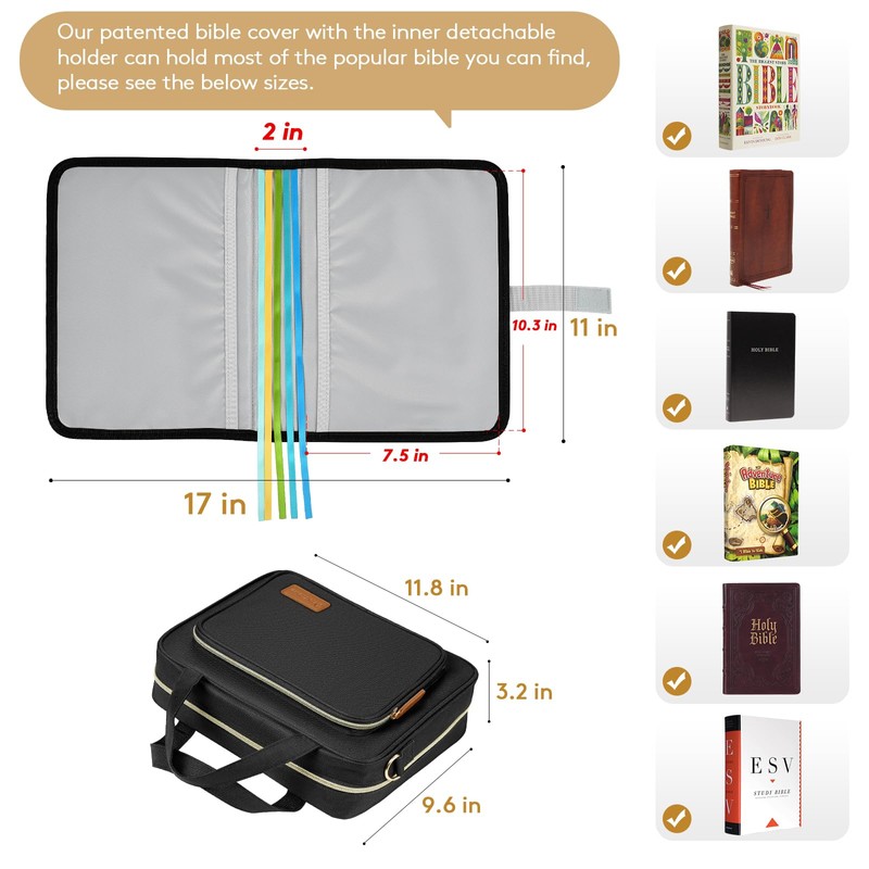 Bible Cover for Women – Large Bible Case with Zipper,