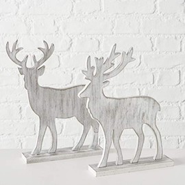 Deer Wooden Figurine Decoration Christmas Height 30 cm Set of 2