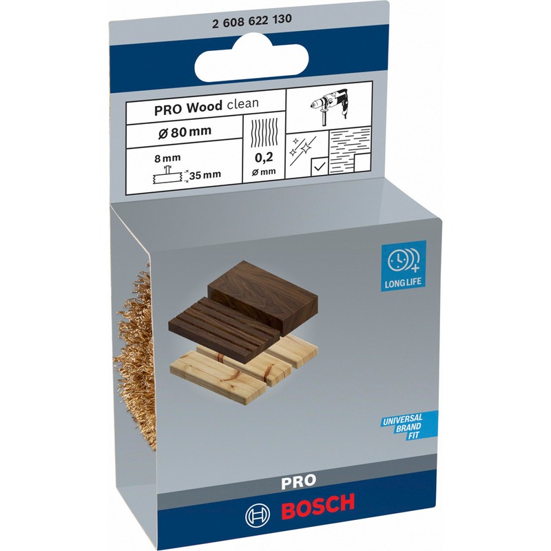 Bosch 2608622130 Wire Wheel, Brass-Coated, Silver, 80 mm