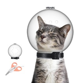 JYshuanghao Cat Muzzle Combo - Adjustable Cat Hood, Breathable Anti-Bite Muzzles to Prevent Biting and Chewing, Safety Grooming Accessory for Small Pets.(L for cat Neck 9-10.6")