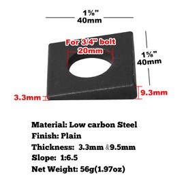 GBGS 20 Pcs 3/4" Square Beveled Washer,1-5/8" x1-5/8 Wedge Washers,Plain Low Carbon Steel