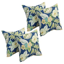 Blazing Needles Outdoor Floral Polyester Throw Pillow, 17", Marlow Pool 4 Count