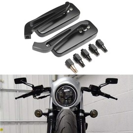 Motorcycle Black Rectangle Bobber Mirrors Blue Glass Rear View Mirrors Universal for Harley Kawasaki Cruise Dirt Bike