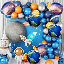 KatchOn, Globe Balloons and Galaxy Balloons - Large, Pack of 6 | Earth Balloons for Earth Day Decorations | Space Balloons for Galaxy Party Decorations | Planet Balloons | Earth Birthday Decorations