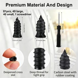 XINML Tire Repair Kit 81pcs Screw-In Tyre Plug Set, 2 Sizes Rubber Mushroom Plugs with Screwdriver, Puncture Repair Tools for Car Motorcycle Motorbike Truck Tractor Tyre Emergency Roadside Fix Kit