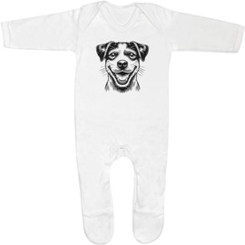 Azeeda 3-6 Month 'Happy Jack Russell Terrier' Baby Romper Jumpsuit/Sleep Suit (SS00101050)