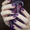 Allereya Coffin Short Press On Nails Shiny Purple Artificial Nails
