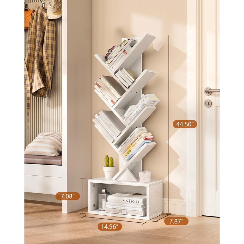 Evermagin 6 Tier Tree Bookshelf with Lights, LED Book Tree