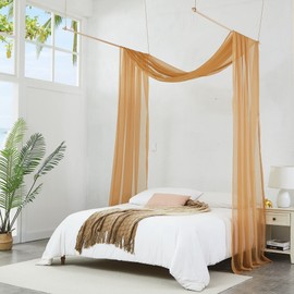 Warm Home Designs Cortinas con Dosel de Cama Color Caramelo Dorado en Tamaño de 140 cm x 549 cm. Las Cortinas Funcionan como Dosel para Niños o para Mejorar la Decoración de la Cama. BC Gold 216"