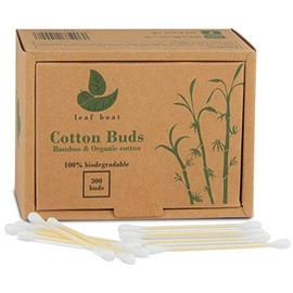 LEAF BOAT Bamboo Cotton Buds | Cotton Buds for Ears, makeup cleaning, etc. | GOTS Certified Biodegradable, Eco-Friendly and Plastic Free | Vegan | Recycled Packaging | (Pack of 1 Box, 300 Buds)