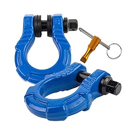 GearAmerica UBER Shackles with Anti-Theft Lock – 80,000 Lbs (40 T) Strength – Connect Tow Strap or Winch Line for Off-Road Recovery – Towing D-Rings and ⅞” UberLock Security Pin – Blue, 2-Pack