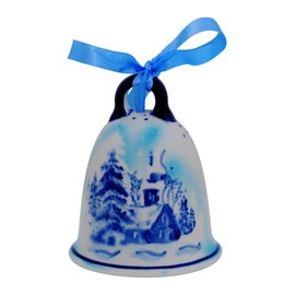 Bunzlauer ceramic bell small with winter landscape in DU11 design