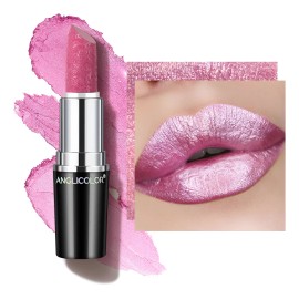 Lápiz Labial Rosa Brillante Con Purpurina, Color De Labios D