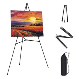 EWOID 1 PCS Black Easel Stand for Wedding Sign Stand, 65 Inch Adjustable Metal Easels for Display, Portable Folding Easel for Wedding, Display Show, Arts, Poster with Portable Bags