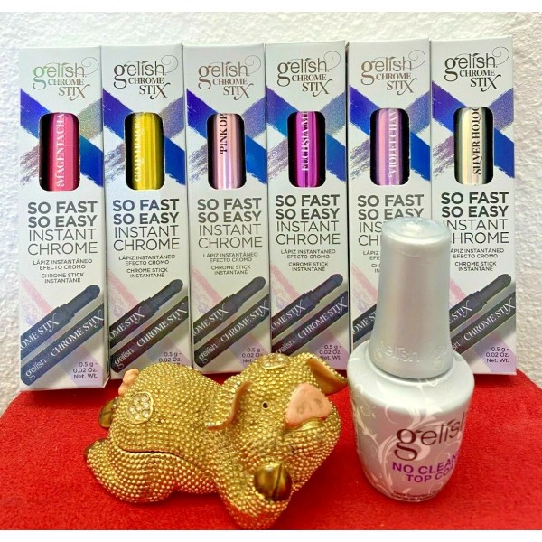 Gelish Chrome Stix All-In-One Pen Applicatior 0.02oz-Full set 6pcs +free