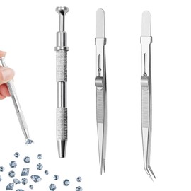 3Pcs Piercing Tools 4 Prongs Piercing Ball Grabber Stainless Steel Pick Up Tool Non-Slip Piercing Clamp Ball Grabber for Small Parts Jewelry Metal Piercing Ball Holder Tool