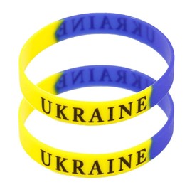 DIOWUS 2pcs Ukraine Flag Bracelet For Men Women, I Stand With Ukraine Bracelets Ukrainian Sport Peace Wristband No War Silicone Wrap Bangle Fan Jewelry Gifts (2 Pcs Silicone)