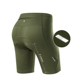Nepest Padded Bike Shorts Women 4D Padding Cycling Road Biking Bicycle Cycle Spin Biker Shorts Zip Pockets Army Green,M