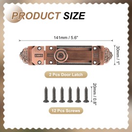 MECCANIXITY Barrel Bolt Latch, 5 Inch Vintage Sliding Lock with Mounting Screws 2Pcs for Wooden Door Barn Fence Shed Window, Red Bronze