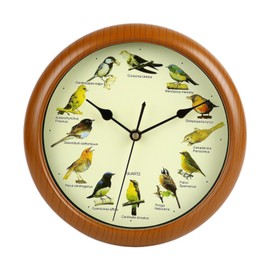 Fenteer Singing Bird Wall Clock Decorative Wall Clock that Sings on Hour Decoration Round Silent Wall Hanging Clock for Living Room